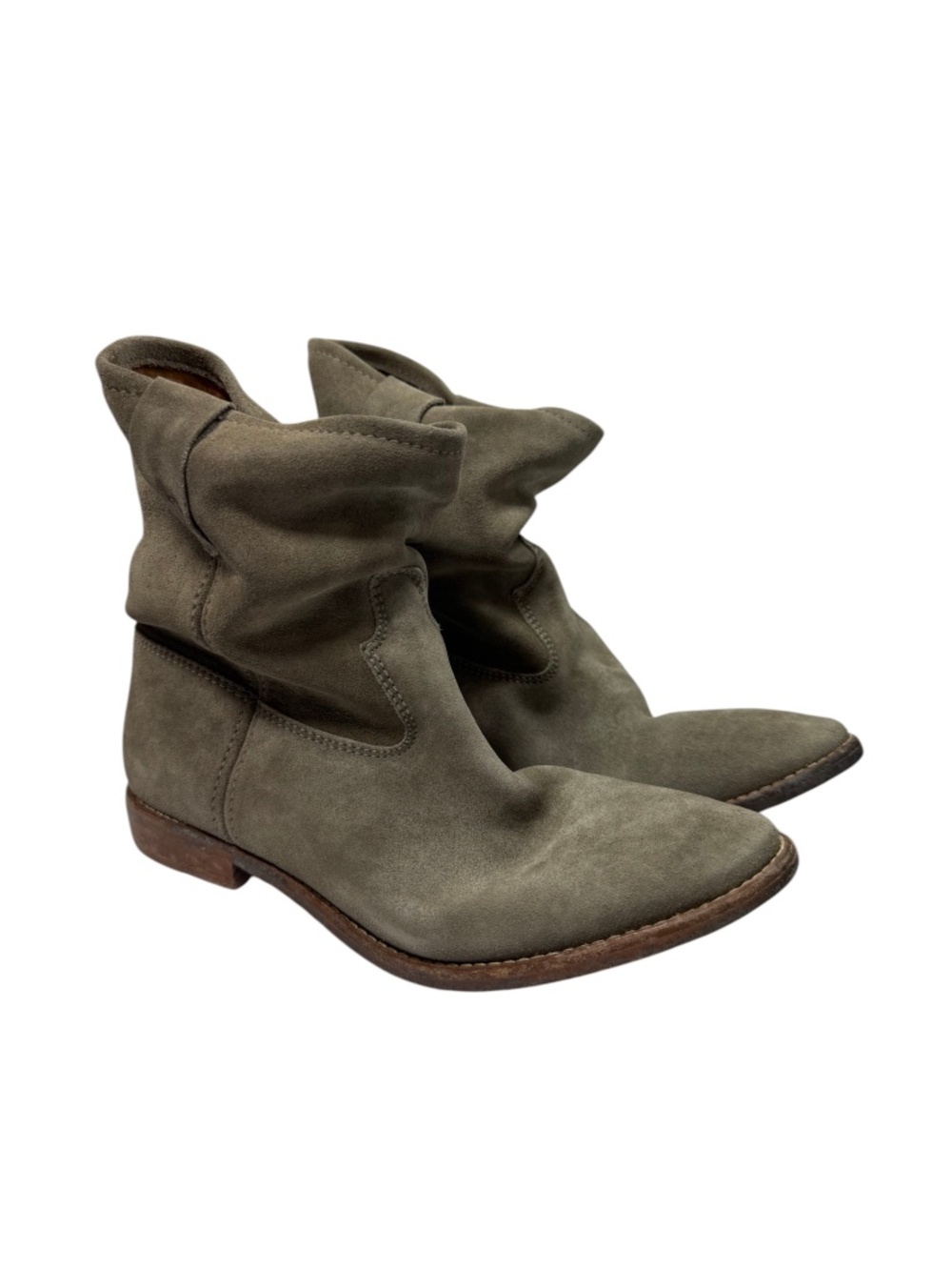 ISABEL MARANT Jenny Velvet Suede Ankle Boots Taupe Slouch Western EU 39 US